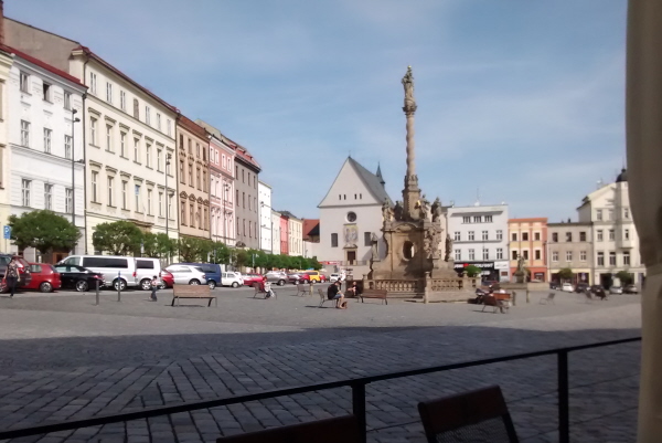 View of Holy Trinity Column from cafe terrace cafeview