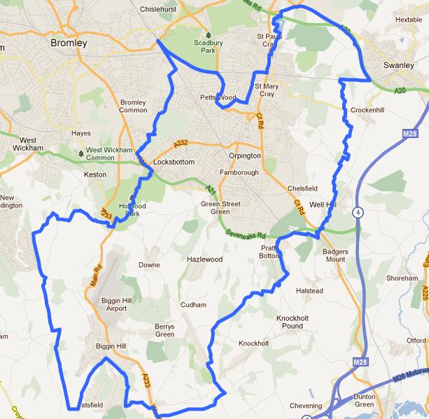 Map Of Orpington And Surrounding Areas Orpington Conservative Association - Constituency Map
